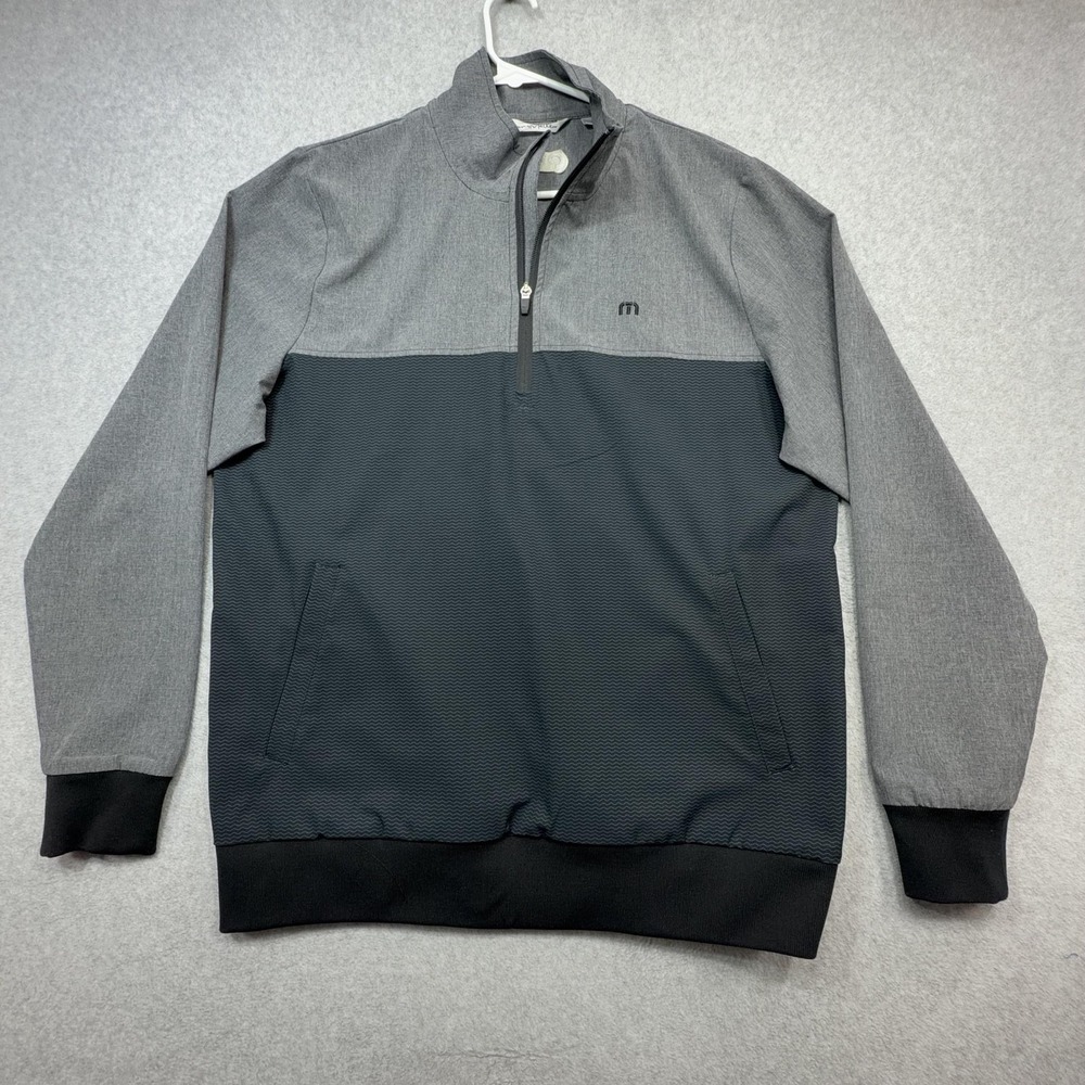 Travis Mathew 1/4 Zip Pullover Windbreaker Jacket Mens Large Gray Black Golf